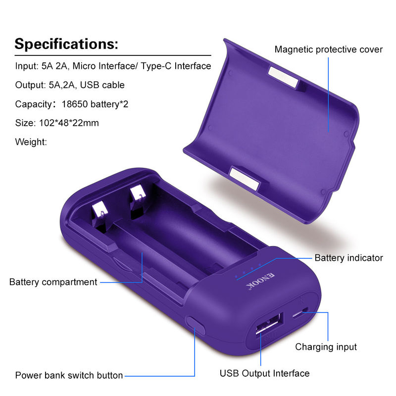 18650 21700 Lithium-ion-batterijoplader Snel opladen Type C Input en Output