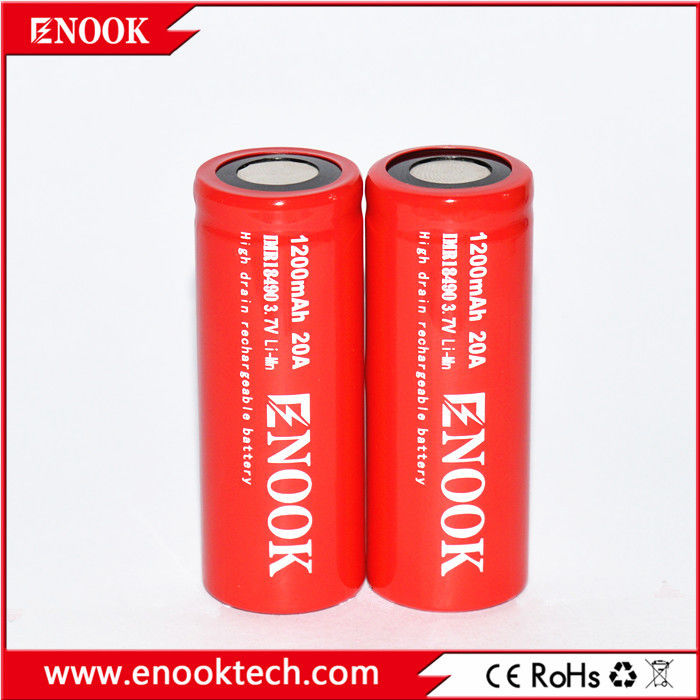 18490 1200mAh 20A 3.7V Elektrische fiets Oplaadbare batterij Celle platte top Type