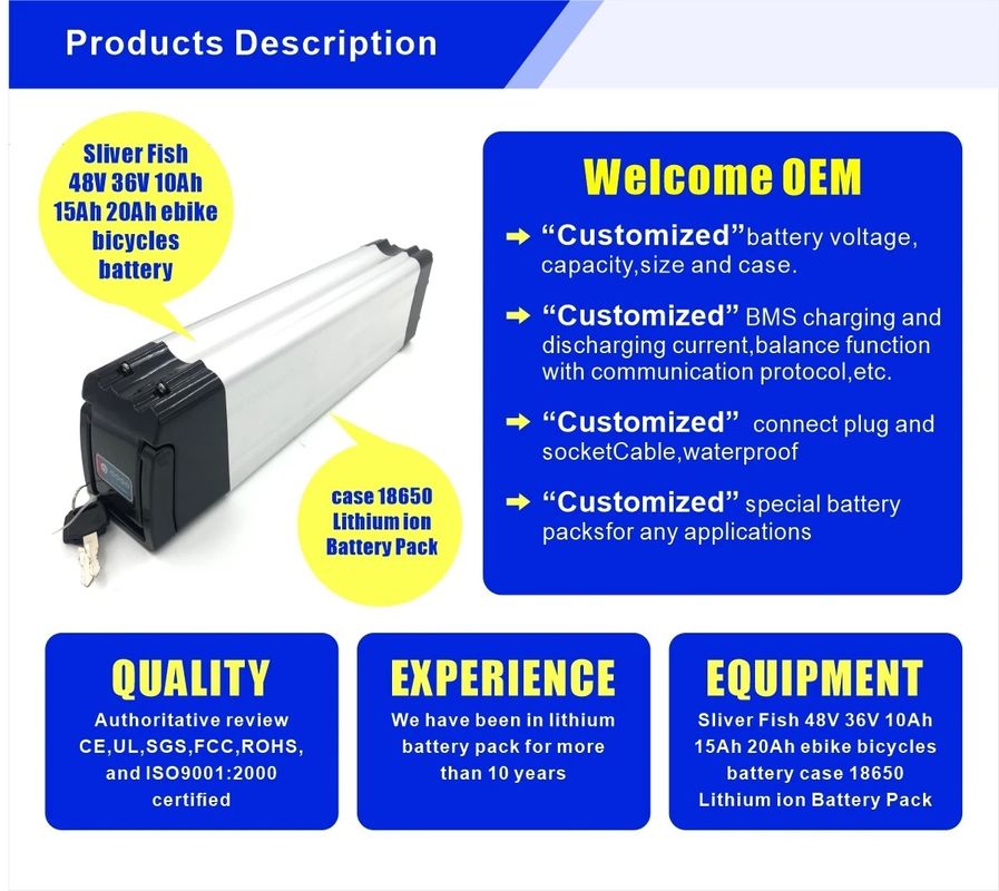 E-bike frame geïntegreerde lithium-ion batterijpakket 48 Volt 36 Volt 48V 1500W