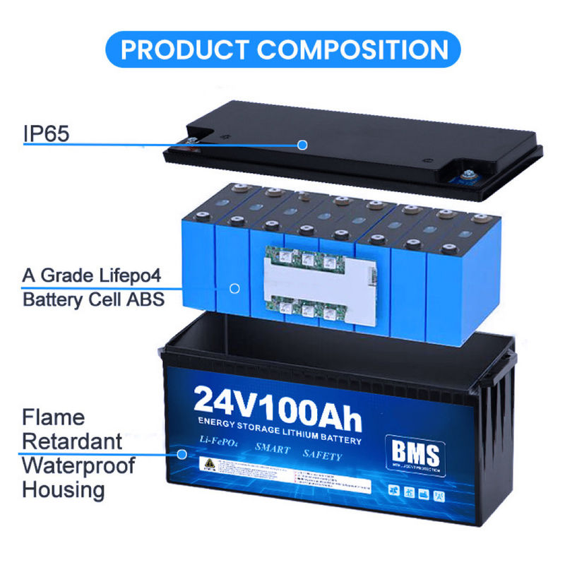 12V 100Ah Deep Cycle Ion Battery 200Ah 24V Lithium Ion Battery Pack voor Camping Car RV Boat