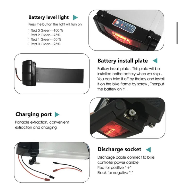 36v e-bike achterrak lithium-ion batterij 48v 10ah 12ah 20ah 21ah voor e-bike elektrische fietsen
