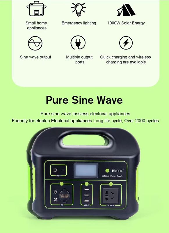 500Wh LiFePo4 Batterij Huishoudelijke energieopslag Zonne-energie opladen 1000W Draagbare elektriciteitscentrale