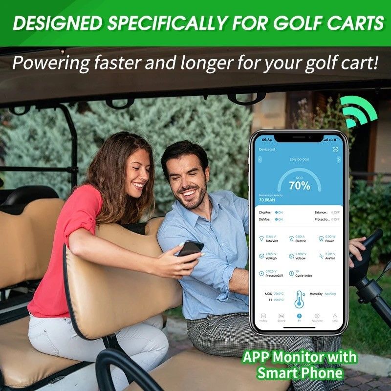 36V 48V 72V 96V 100Ah 200Ah 300Ah LiFePO4 Golfkar batterij Met 150A continue ontlading
